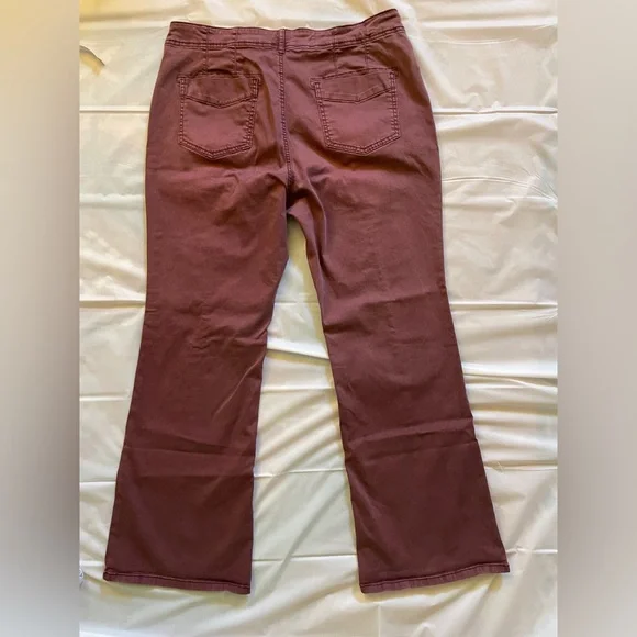 Pilcro Flare Jeans in Rich Burgundy - Picture 4 of 5